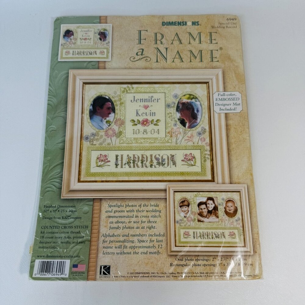 Dimensions Frame a Name Cross Stitch Kit Special Day Wedding Record 6949
